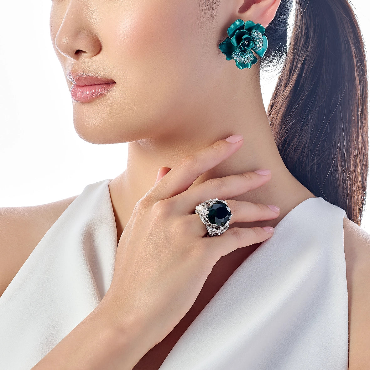 Aqua Camelia Earrings
